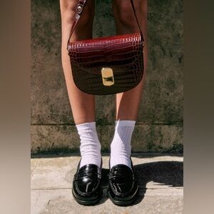 Sezane CLAUDE BAG CHOCOLATE CROCODILE PRINT